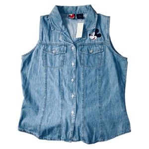 NWT 90s Vintage Mickey Unlimited Jean Shirt Vest Disney Vintage Denim Y2K